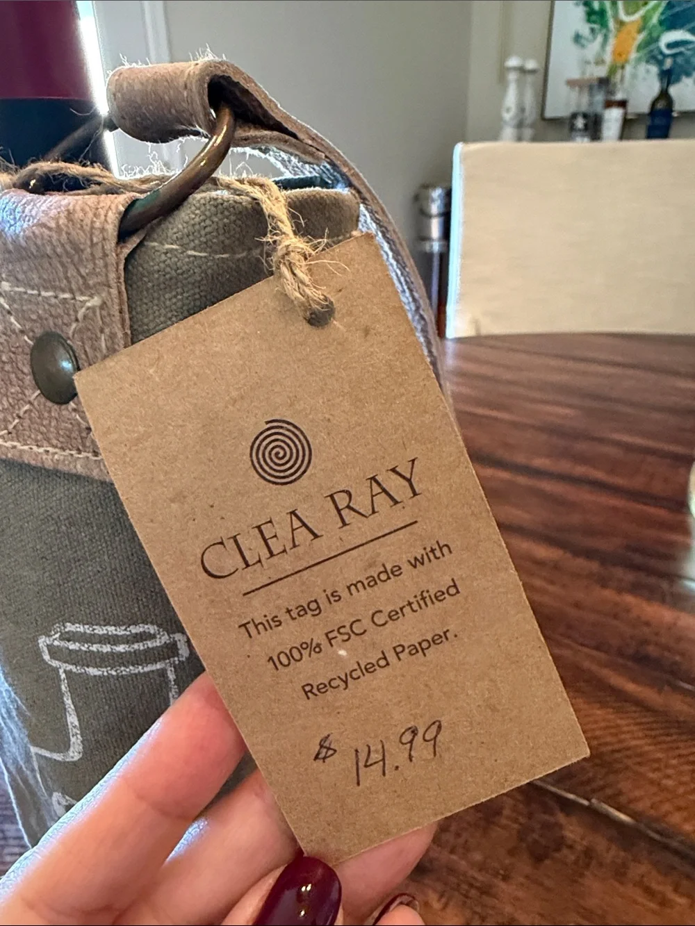 Canvas Wine Bottle Tote in Olive